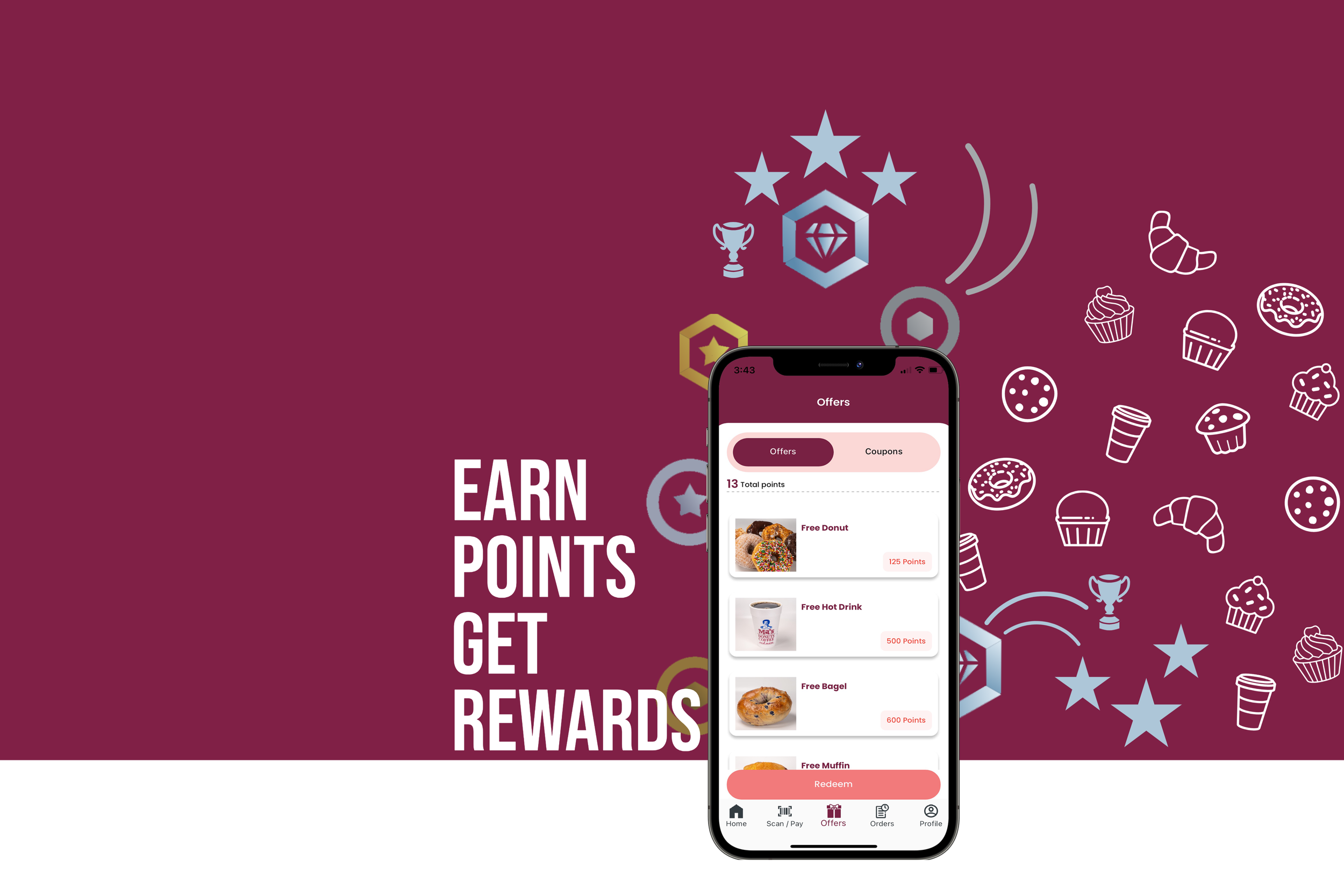 Ma's Donuts rewards app screen